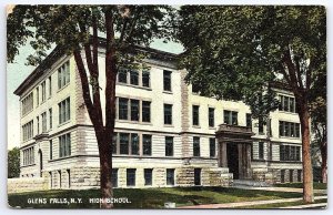 High School Building Glen Falls New York NY Historical Landmarks Postcard