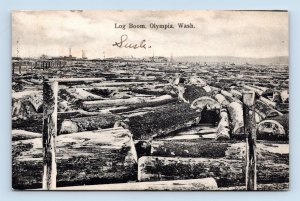 Largest Log Boom Waterfront View Olympia Washington WA 1907 DB Postcard Q7