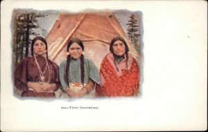 American Indian Women Three Generations c1910 Vintage Postcard