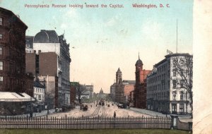 Vintage Postcard Pennsylvania Avenue Looking Toward The Capitol Washington D.C.