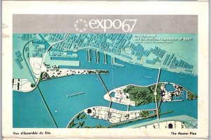 Expo 67 Folder Postcard, Montreal Quebec, 1967 Canada Centennial Logo Postmark