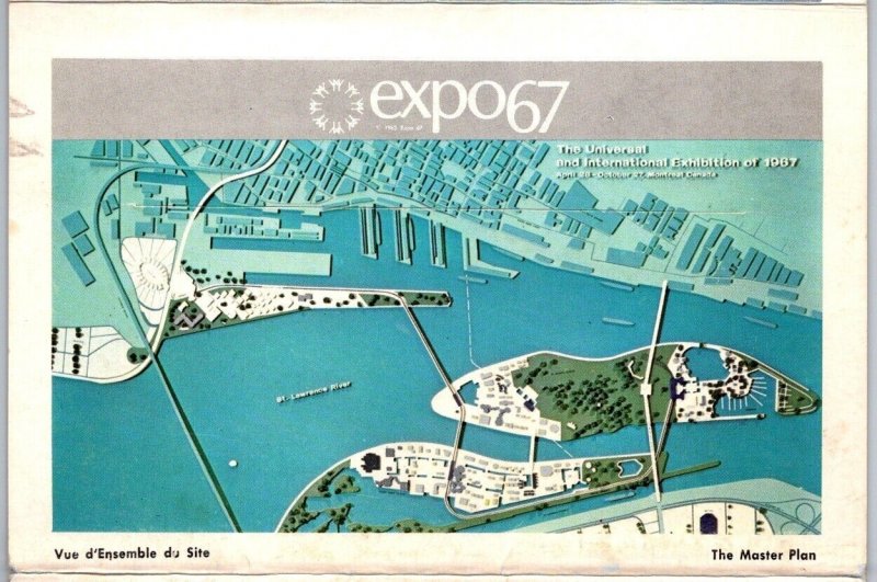 Expo 67 Folder Postcard, Montreal Quebec, 1967 Canada Centennial Logo Postmark