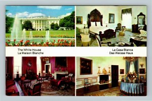 The White House, Front Lawn, Bedroom, Chrome Washington DC Postcard
