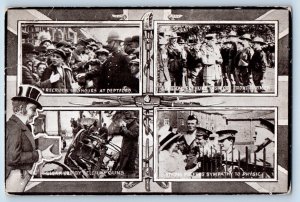 Deptford NJ Postcard Army Marching Meeting People Carriage c1910 Multiview WW1