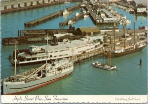 postcard San Francisco - Hyde Street Pier - aerial view of Maritime State Park