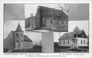 PRESBYTERIAN LUTHERAN METHODIST CHURCH GENEVIEVE MISSOURI POSTCARD 1914