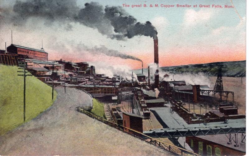 THE GREAT B & M COPPER SMELTER.  GREAT FALLS.