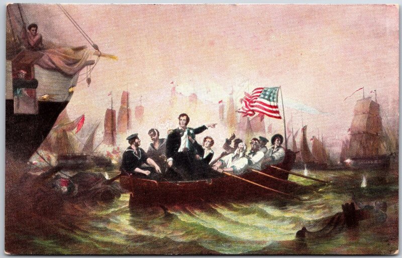 Capitol Washington WA, Battle of Lake Erie, Painting by W.H. Powell, Postcard