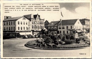 Postcard The Square at Gettysburg, Pennsylvania Wills House YWCA Baltimore St