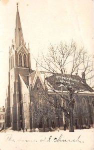 Decorah Iowa Lutheran Church, Exterior B/W Photo Vintage Postcard U4134