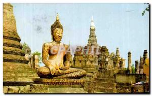 Modern Postcard Budha Image at Wat Mahathat Sukhothai Province North Thailand