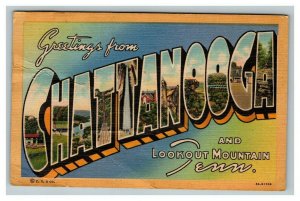 Vintage 1940's Postcard Greetings From Chattanooga Tennessee Lookout Mountain