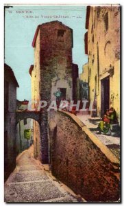 Old Postcard Menton Rue Du Vieux Chateau