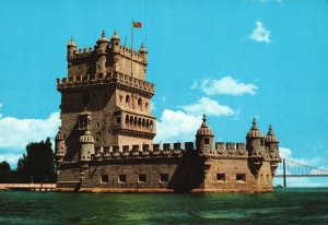 Postcard Tower Of Belem Tower of Saint Vincent Fortification in Lisbon Portugal