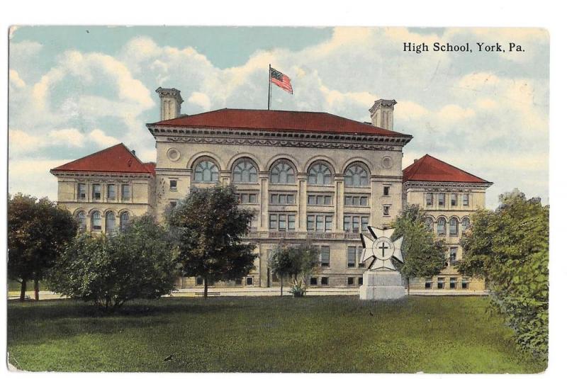 York PA High School Vintage Postcard Maltese Cross