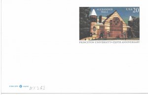 US Unused UX263. Alexander Hall - Princeton University. 250th Ann.   nice.