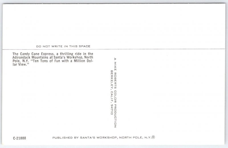 Vintage Candy Cane Express Train Adirondack Mountains Postcard N.Y.