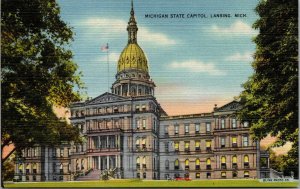 Vtg 1930s Michigan State capitol Lansing Michigan MI Unused Linen Postcard