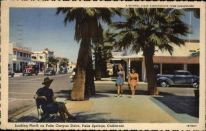 Palm Springs California CA Palm Canyon Drive Linen Vintage Postcard