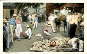 San Juan Puerto Rico San Juan Hats Village Scene c1900-20s Vintage Postcard