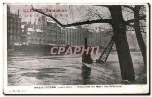 Old Postcard Paris Floods View Paris Quai des Orfevres Floods