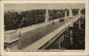 Wilmington Delaware DE Washington Street Bridge Trolley Real Photo Vintage PC