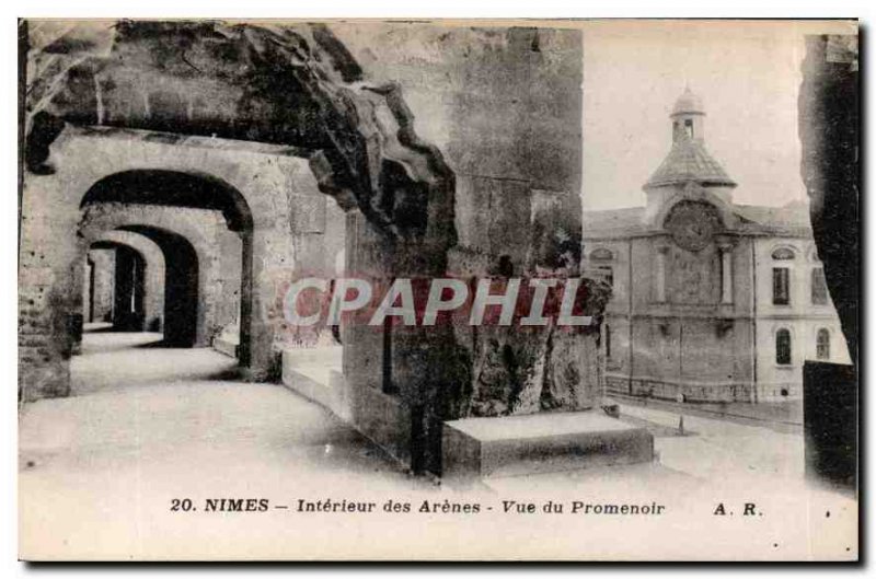 Postcard Old Nimes Arenes Interior view of the Promenoir