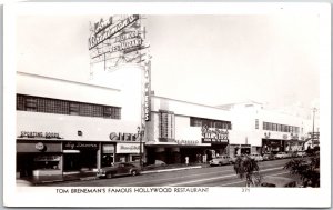 Hollywood California CA Tom Breneman's Famous Restaurant RPPC Photo Postcard