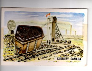 Train of Nickel-Copper Ore, Sudbury Ontario, Vintage Novelty Postcard Real Coal