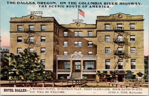 Hotel Dalles OR Columbia River Highway Advertising Unused Andrews Postcard H40