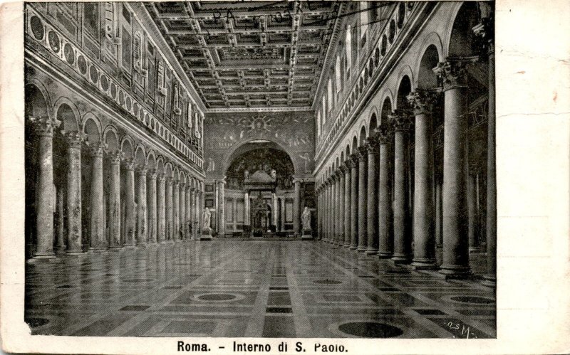 Roma, Interno di S. Paolo, Miss Francis V. Dennis, U.S.A., Postcard