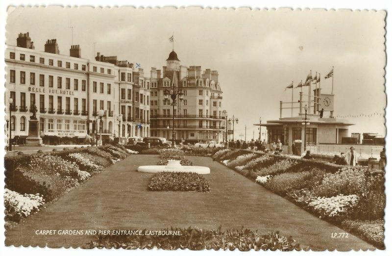 Carpet Gardens & Pier Entrance RP PPC, Eastbourne, 1959 Dairy Festival Postmark 