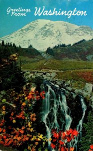 Washington Greetings With Mount Rainier From Myrtle Falls 1967