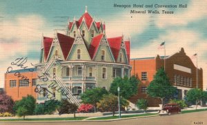 Vintage Postcard 1955 Hexagon Hotel & Convention Hall Mineral Wells TX Texas