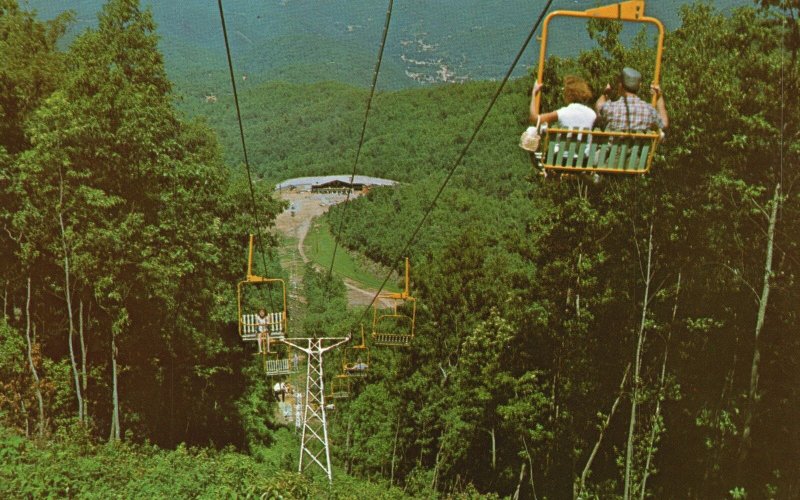 Vintage Postcard Double Chair on Mt. Harrison Ski Resort Gatlinburg Tennessee TN 