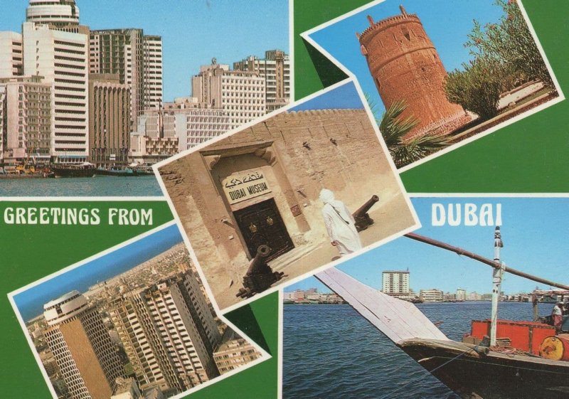 Greetings From Dubai Boats Skyscraper Middle East Postcard