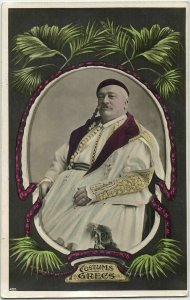 greece, Man in Greek Traditional Costumes (1916) A.B. Paschas 493 RPPC Postcard