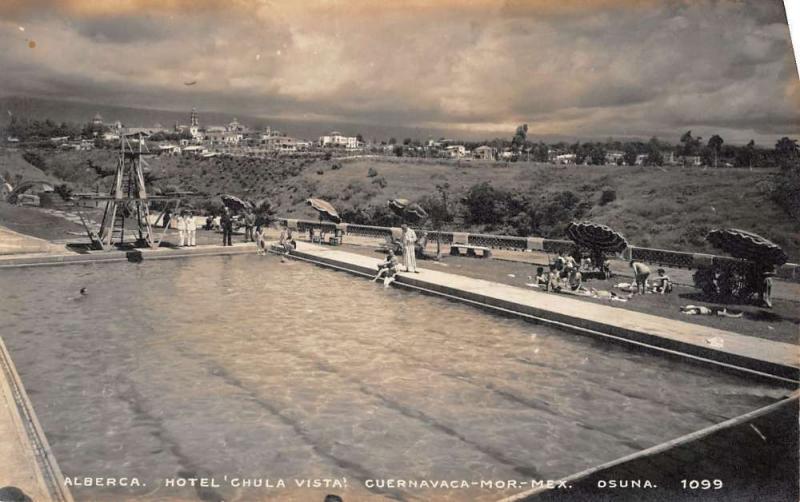 Cuernavaca Mexico Hotel Chula Vista Pool Real Photo Antique Postcard K11590