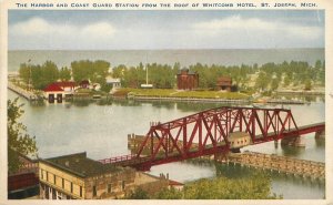 Postcard Michigan St. Joseph Harbor Coast Guard Station Harmon 23-8061