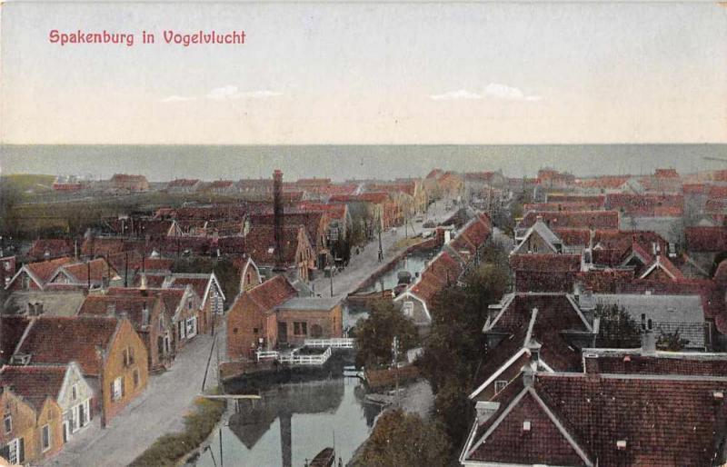 Spakenburg Netherlands Birds Eye View Antique Postcard J55526