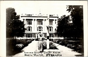 North Platte Nebraska RPPC Lincoln County Courthouse Wallace Rusin Postcard V17