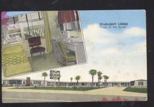 ORMOND BEACH FLORIDA STARLIGHT LODGE LINEN ADVERTISING POSTCARD CHRISTMAS