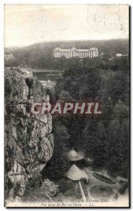 VINTAGE POSTCARD The Decorates Cars of the Lake and the Large Hotel Seen from...