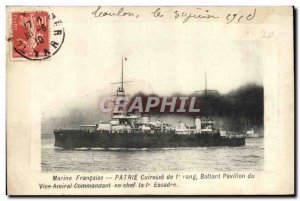 Old Postcard Boat War Fatherland Breastplate 1st row Flying the flag of the C...