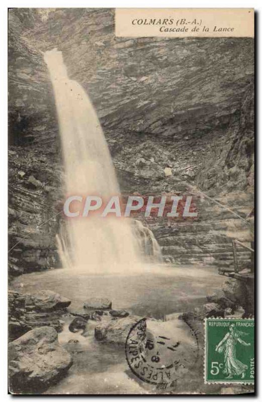 Old Postcard Colmars The Alps Cascade Lance