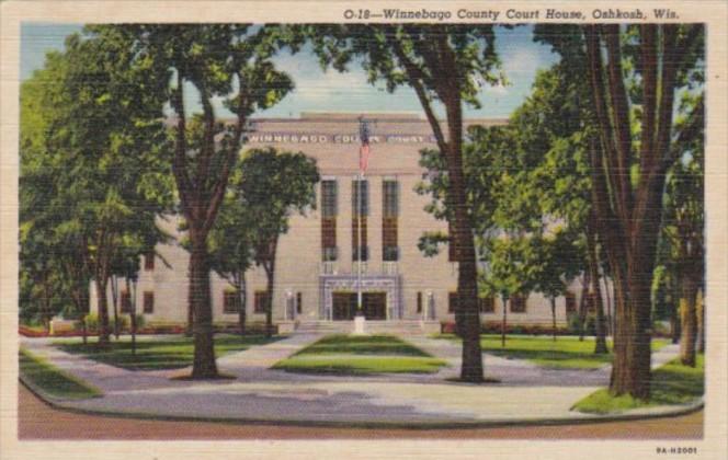 Wisconsin Oshkosh Winnebago County Court House 1941 Curteich