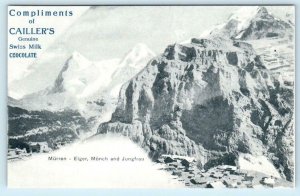 Advertising CAILLER'S SWISS MILK CHOCOLATE  Murren, Switzerland c1900s  Postcard 