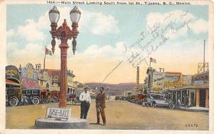 Tijuana Mexico Main Street Looking South Antique Postcard K99299