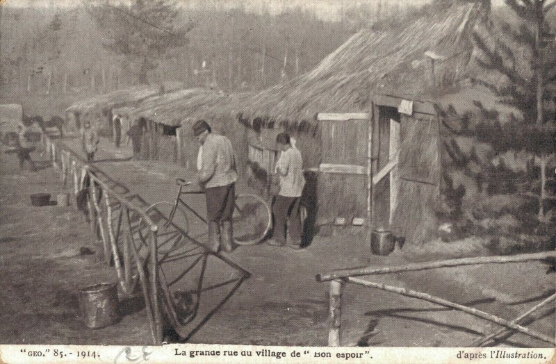 World War 1 The main street of the Village of Bon Espoir Vintage Postcard 08.10