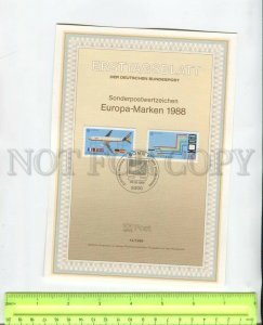 467883 Germany 1988 year first day sheet Europe transport plane